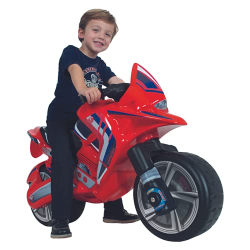 INJUSA - Moto Correpasillos Hawk Color Rojo para Niños de más de 3 Años con Ruedas Anchas y Asa para Transporte