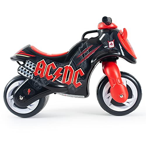 INJUSA - Moto Correpasillos Neox AC/DC Color Negro con Ruedas Anchas Decoración Permanente y Asa de Transporte Recomendada para Niños +18 Meses