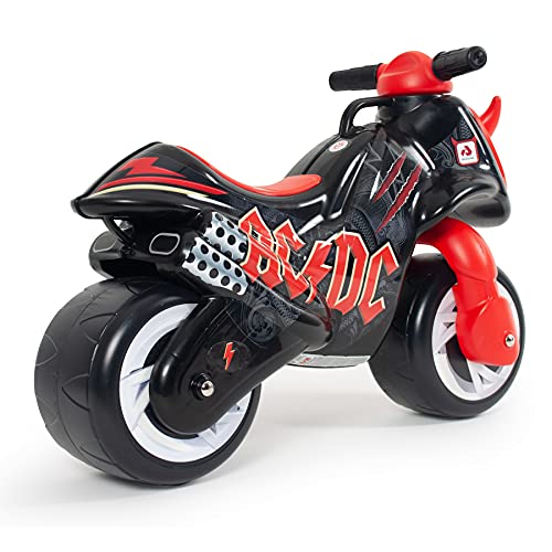 INJUSA - Moto Correpasillos Neox AC/DC Color Negro con Ruedas Anchas Decoración Permanente y Asa de Transporte Recomendada para Niños +18 Meses