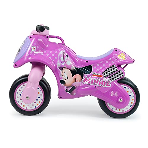 INJUSA - Moto Correpasillos Neox Minnie Mouse Color Rosa con Decoración Permanente Asa de Transporte y Ruedas Anchas de Plástico Recomendado a Niños +18 Meses