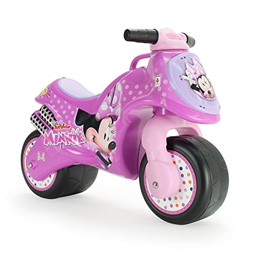 INJUSA - Moto Correpasillos Neox Minnie Mouse Color Rosa con Decoración Permanente Asa de Transporte y Ruedas Anchas de Plástico Recomendado a Niños +18 Meses