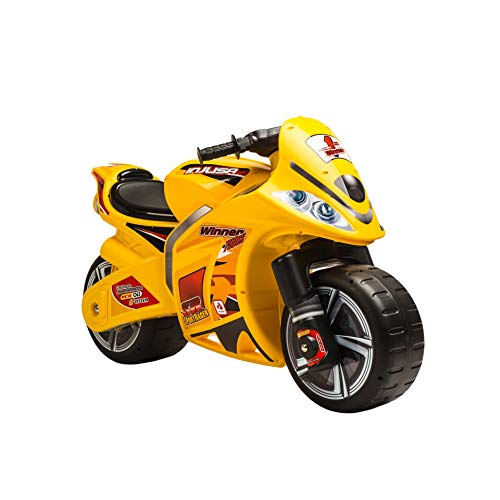 INJUSA - Moto Correpasillos Winner Color Amarillo Recomendado para Niños +3 Años con Ruedas Anchas y Asa de Transporte (194/000)