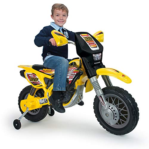 INJUSA - Moto Cross Thunder Max a Batería 12V con Acelerador en Puño y Bandas de Goma en las Ruedas Recomendada a Niños +3 Años