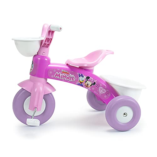 INJUSA - Triciclo Baby Trico Max Minnie Mouse Color Rosa con Cesta Delantera y Cubeta Trasera Portaobjetos Recomendado para Niños y Niñas de 1 a 3 Años