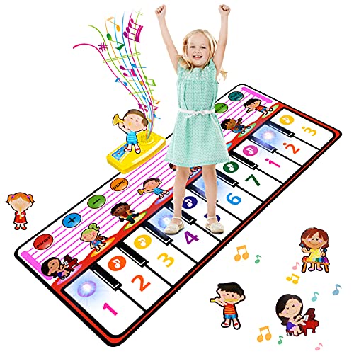 Innedu Piano Alfombra Musical, Alfombrilla Musical para Piano con 8 Instrumentos Musicales, Juguetes Educativos Regalos para Bebés Niños Niñas de 1 2 3 Años, 100 x 40 cm