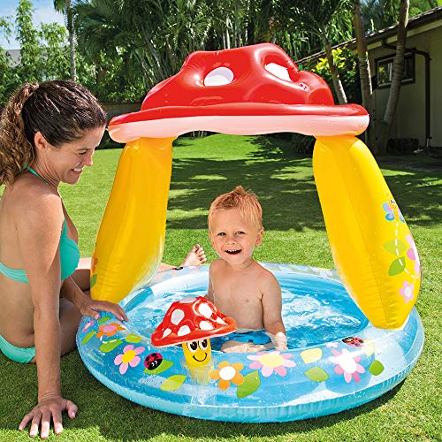 Intex 57114 - Piscina Bebé con Parasol, Multicolor, 102 x 102 x 89 cm