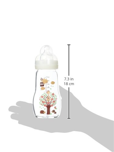 Intrucciones en lengua extranjera - Mam - Botellas de vidrio, 260 ml, 0-6 meses Tipo de flujo 2, Color: Blanco