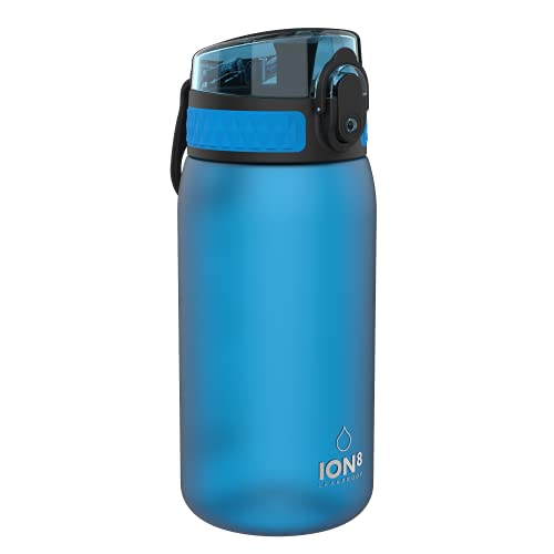 Ion8 Botella Agua Niños Sin Fugas, Sin BPA, Monos, Azul