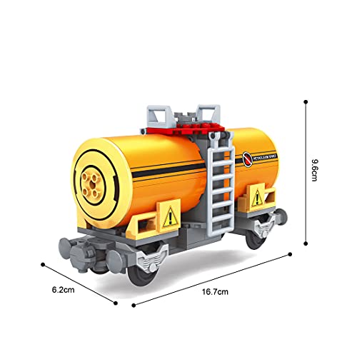 ITop Juego de trenes de mercancías técnicas, 199 piezas de construcción con pista, tren compatible con la técnica Lego