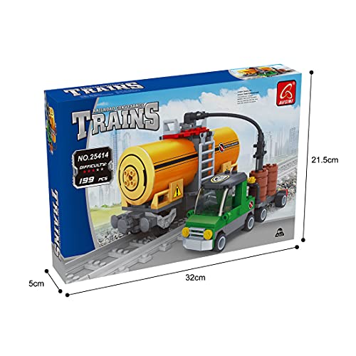 ITop Juego de trenes de mercancías técnicas, 199 piezas de construcción con pista, tren compatible con la técnica Lego