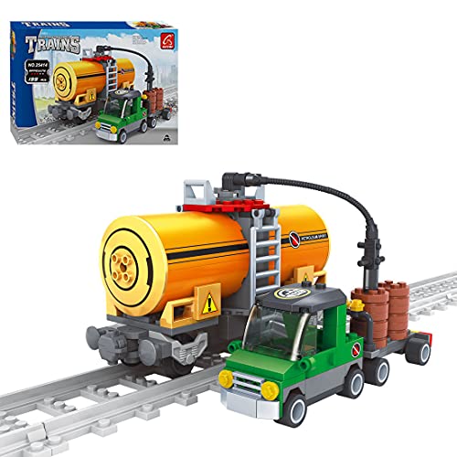 ITop Juego de trenes de mercancías técnicas, 199 piezas de construcción con pista, tren compatible con la técnica Lego