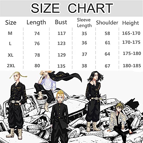 IUTOYYE 2022 Tokyo Revengers Chaleco para Mujer y Hombre Cosplay Disfraz Manga Carnaval Disfraz Cosplay Vestido Anime Elegante Capa Clock Vestido Elegante Viene con llavero (Type 1, XXL)