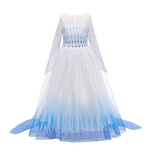 Iwemek 2 disfraces de reina del hielo Elsa para niña, vestido de princesa de nieve, con copos de nieve, vestido de tul, para Navidad, carnaval, fiesta de cumpleaños B-blau 02 Set 5-6 Años