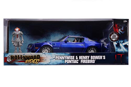 Jada 31118 Hollywood Rides 1:24 Henry Bower's Pontiac Firebird and Pennywise Figura, Azul