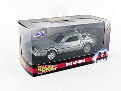 Jada - 32185 - Regreso al Futuro Parte 1 Modelo de Coche Delorean DMC Time Machine 1/32 Metal Fundido a presión Jada Regreso al Futuro BTTF - Gris - 13cm