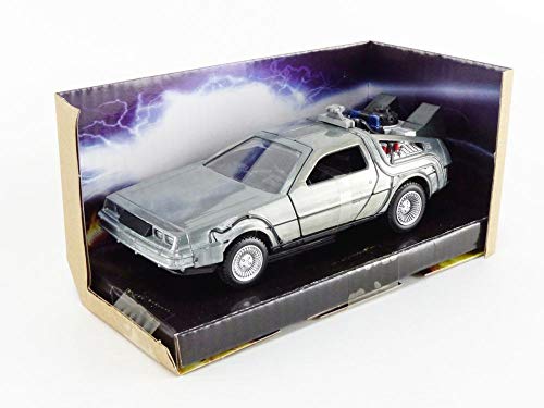 Jada - 32185 - Regreso al Futuro Parte 1 Modelo de Coche Delorean DMC Time Machine 1/32 Metal Fundido a presión Jada Regreso al Futuro BTTF - Gris - 13cm