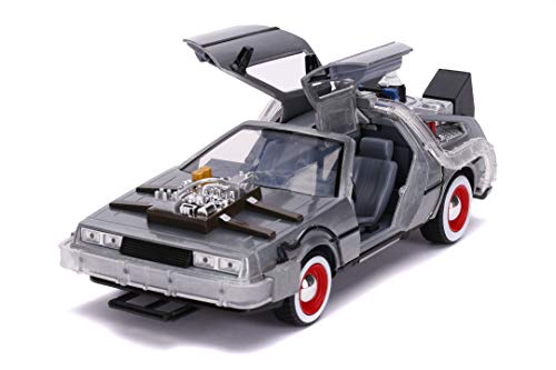 Jada - Regreso al futuro Coche DeLorean escala 1:24, carrocería metálica fundida a presión, apertura de puertas, luces, licencia 100% oficial (Jada 253255027)