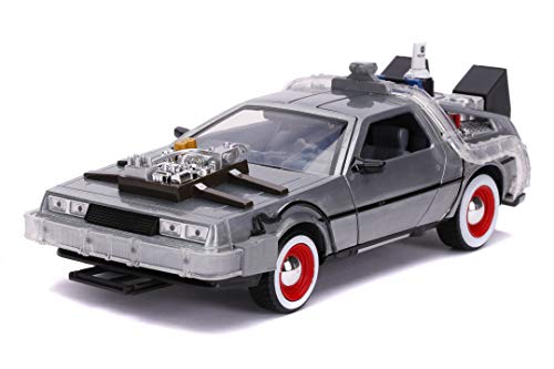 Jada - Regreso al futuro Coche DeLorean escala 1:24, carrocería metálica fundida a presión, apertura de puertas, luces, licencia 100% oficial (Jada 253255027)