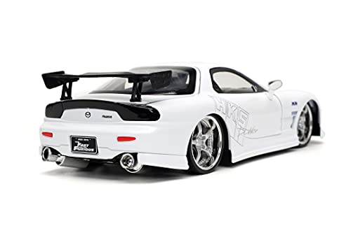 Jada Toys Fast & Furious 1993 Mazda RX-7 - Modelo Tuning a Escala 1:24 para Puertas con Apertura de capó y Maletero, Color Blanco