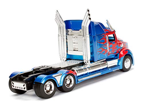 Jada Toys Transformers T5 Optimus Prime, Western Star 5700 Ex Phantom, 253115003 - Coche de Juguete (Escala 1:24), Color Azul y Rojo