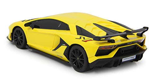 Jamara 405187 Lamborghini Aventador SVJ 1:24 Amarillo 40 MHz Licencia Oficial, hasta 1 Hora de conducción a Aprox. 9 km/h, Detalles Perfectamente reproducidos, Acabado, Color