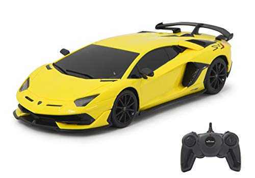 Jamara 405187 Lamborghini Aventador SVJ 1:24 Amarillo 40 MHz Licencia Oficial, hasta 1 Hora de conducción a Aprox. 9 km/h, Detalles Perfectamente reproducidos, Acabado, Color