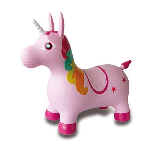 Jamara 460316 - Unicornio colorido animal saltarín con bomba - Orejas como soporte