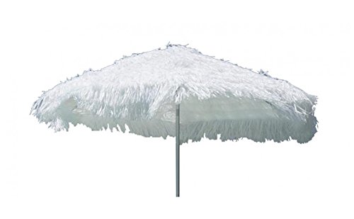 Jan Kurtz - Hawaii parasol de hawai 200cm blanco con franja 493211 rafia rafia rafia pantalla bast