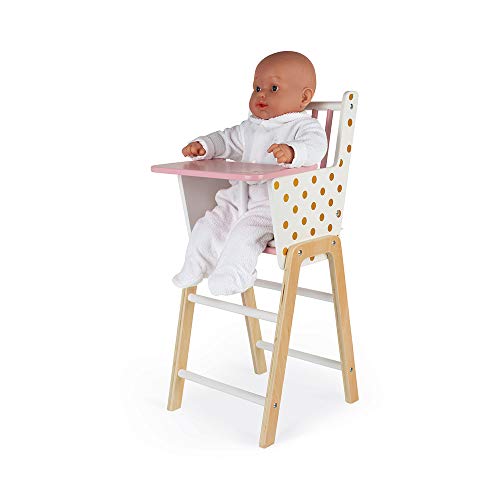 Janod - Candy Chic - Trona de Madera para Muñecas de Hasta 42 Cm - Accesorios para Muñecas - A partir de 3 Años, J05888