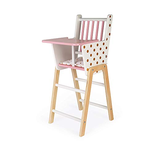 Janod - Candy Chic - Trona de Madera para Muñecas de Hasta 42 Cm - Accesorios para Muñecas - A partir de 3 Años, J05888