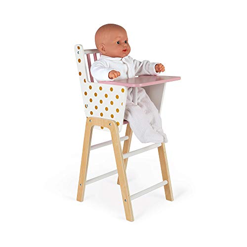 Janod - Candy Chic - Trona de Madera para Muñecas de Hasta 42 Cm - Accesorios para Muñecas - A partir de 3 Años, J05888