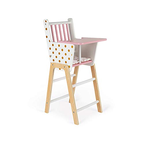 Janod - Candy Chic - Trona de Madera para Muñecas de Hasta 42 Cm - Accesorios para Muñecas - A partir de 3 Años, J05888