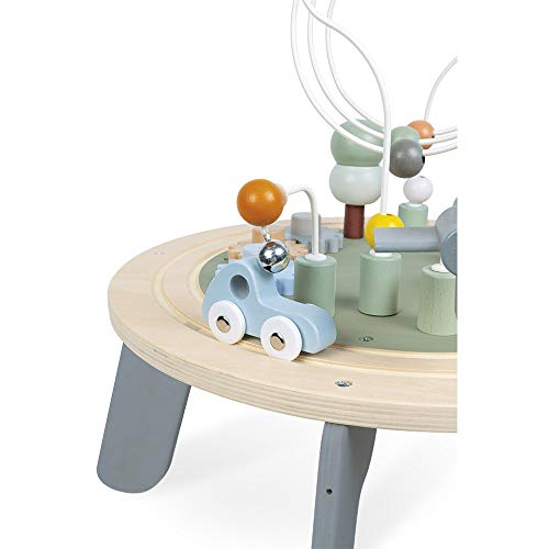 Janod - Mesa de Actividades de Madera Sweet Cocoon - Mesa Multijuegos para Niños - Actividades para Primera Edad, Desarrollo de Habilidades Motoras Finas - Certificado FSC - de 1 a 3 años, J04402