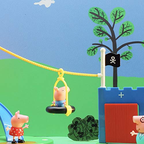 Jazwares PEP0604 – Casa del árbol de Peppa Pig y castillo de Schorsch's como juego de castillo de juguete y castillo con 3 figuras y accesorios, casa de juguete con luz y sonido