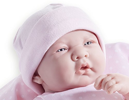 Jc Toys 102-18541 - Muñeca niña, Cuerpo de goma vestido rosa con lunares, 36 cm , color/modelo surtido