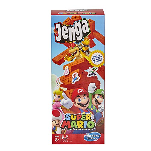 Jenga Juego Super Mario Edition, Juego de Torre apilable de Bloques para Fans de Super Mario, a Partir de 8 años