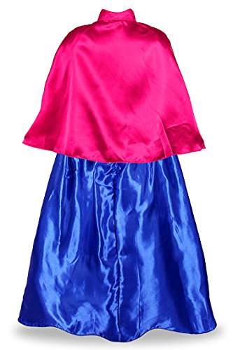 JerrisApparel Niña Princesa Anna Disfraz Fiesta de Cosplay Lujo Vestido (3 años, Azul)