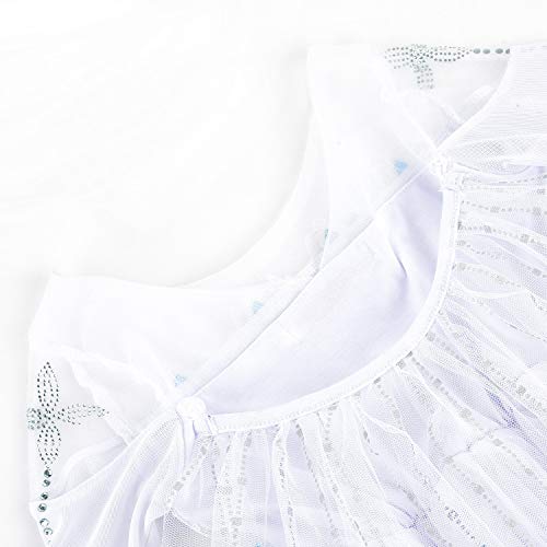 JerrisApparel Niña Princesa Disfraz Nieve Fiesta Navidad Carnaval Vestido (4 años, Blanco con Accesorios)