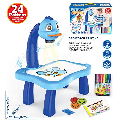 JiangM Trace and Draw Proyector de juguete para niños con proyector de dibujo y mesa de aprendizaje infantil con proyector inteligente con música ligera