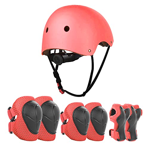 JIM'S STORE Casco y Protecciones Ajustable Infantiles Set Rodilleras Coderas para Bicicleta Scooter Ciclismo Rodillo Patinaje