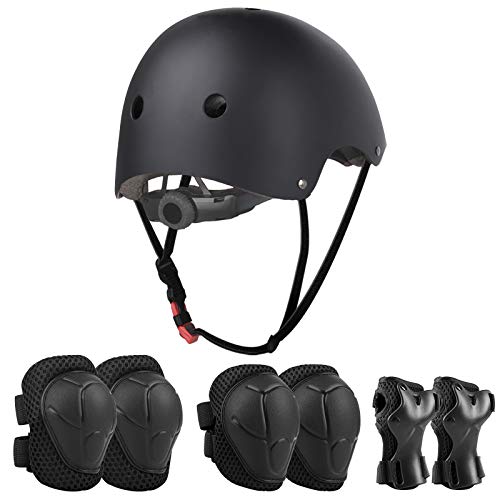 JIM'S STORE Casco y Protecciones Ajustable Infantiles Set Rodilleras Coderas para Bicicleta Scooter Ciclismo Rodillo Patinaje