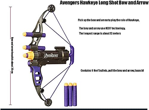 JJSFT Marvel Avengers 2 Hawkeye Arco y Flecha de Largo Alcance Suave Lanzador de Juguete para niño, Regalo de cumpleaños