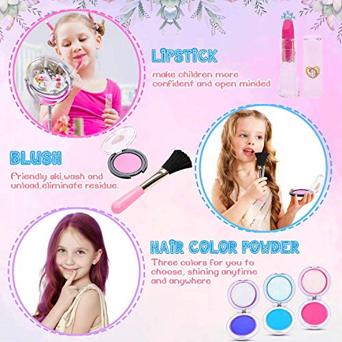 Jojoin 20 Pcs Maquillaje Niñas, Maquillaje Infantil, Maquillaje para Niñas, Juguete de Maquillaje con Bolsa para Decoración y Almacenamiento, Regalo de Princesas para Niñas para Navidad/Cumpleaños