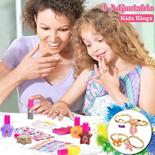 Jojoin 27 Pcs Set de Esmalte de Uña Infantil, Pintauña para Niña, Maquillaje Niña, Conjunto de 14 Esmaltes de Color Permanente (4 Colores Brillantes) y Más Accesorios, Regalo para Navidad/Cumpleaños