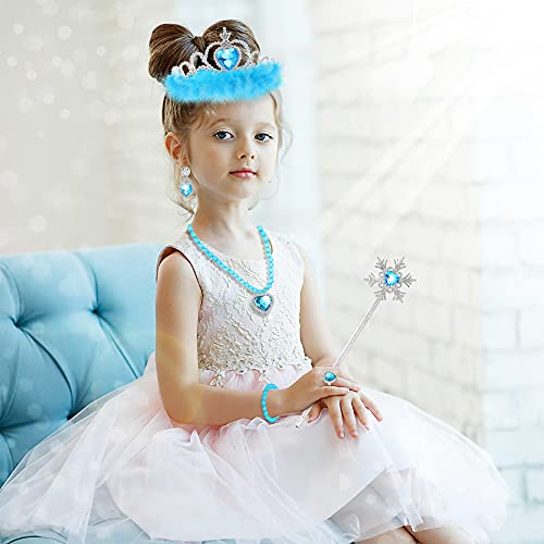 Jojoin Disfraz Niña, Vestido de Princesa Niñas, Zapatos Princesa Niñas, 22 pcs con Collar Corona Varita Mágica Bolso Pulsera etc, para Fiesta de Cosplay, Boda, Partido, Vestido de Zapatos Princesa