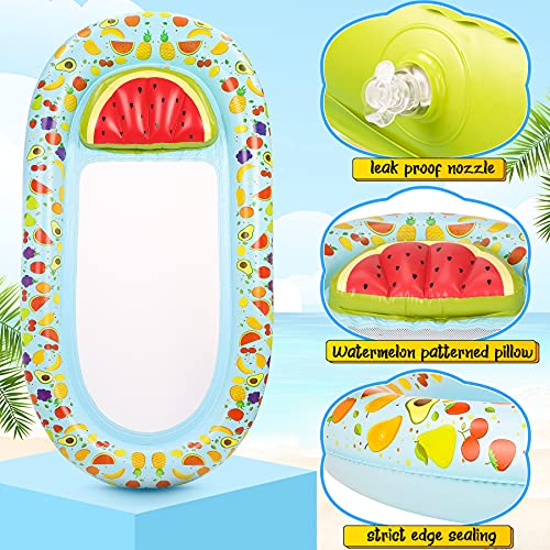 Jojoin Flotante Colchoneta, 17 Pies Flotador Inflable de Piscina, Exquisitos Patrones de Fruta y Almohada de Sandía, Flotador de Piscina Material de PVC, Fiesta/Playa/Piscina/Verano Regalo