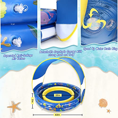 Jojoin Piscina Hinchable, Piscina Inflable Niños, Piscina de Agua para Niños con Visera removible, Material PVC Plástico, Hinchable Infantil Fiesta de Verano en La Piscina Interior al Aire Libre