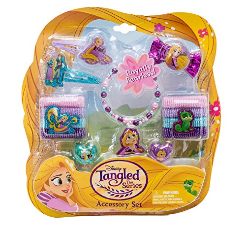 Joy Toy 76112 – Rapunzel Joyas Set con 2 glitzerhaarspangen, 8 Bandas de Pelo, Pulsera, 2 Anillas, una Pelo Malla de 20 x 22 cm, Multicolor