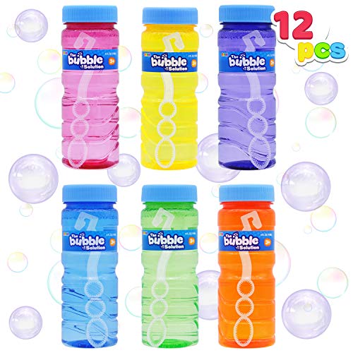 JOYIN 12 Botellas de Burbujas de 4 Onza con Surtido de Varita para Niños.