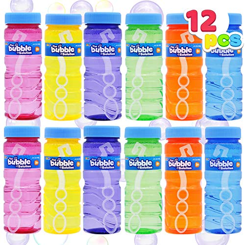 JOYIN 12 Botellas de Burbujas de 4 Onza con Surtido de Varita para Niños.